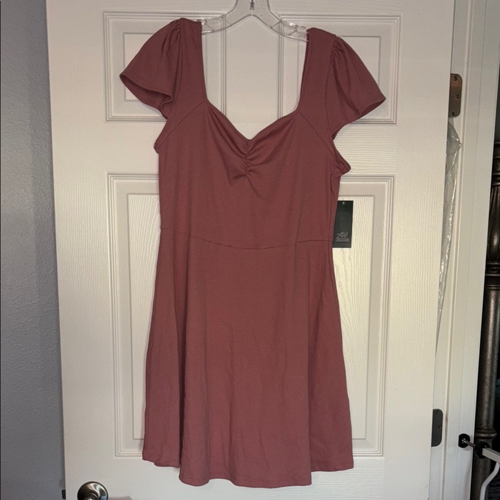 Casual Summer Ribbed Mauve Mini Dress XXL
